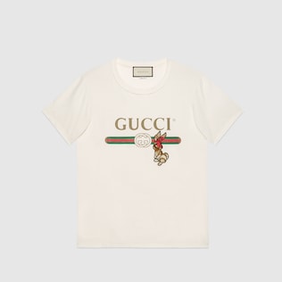 饰兔子gucci标识超大造型t恤